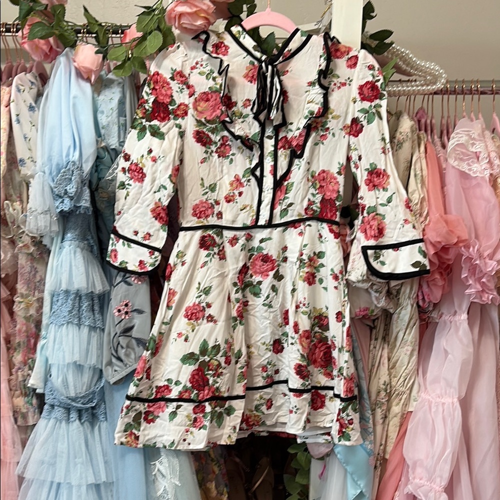 Floral Dress with Black Trim - NWT
